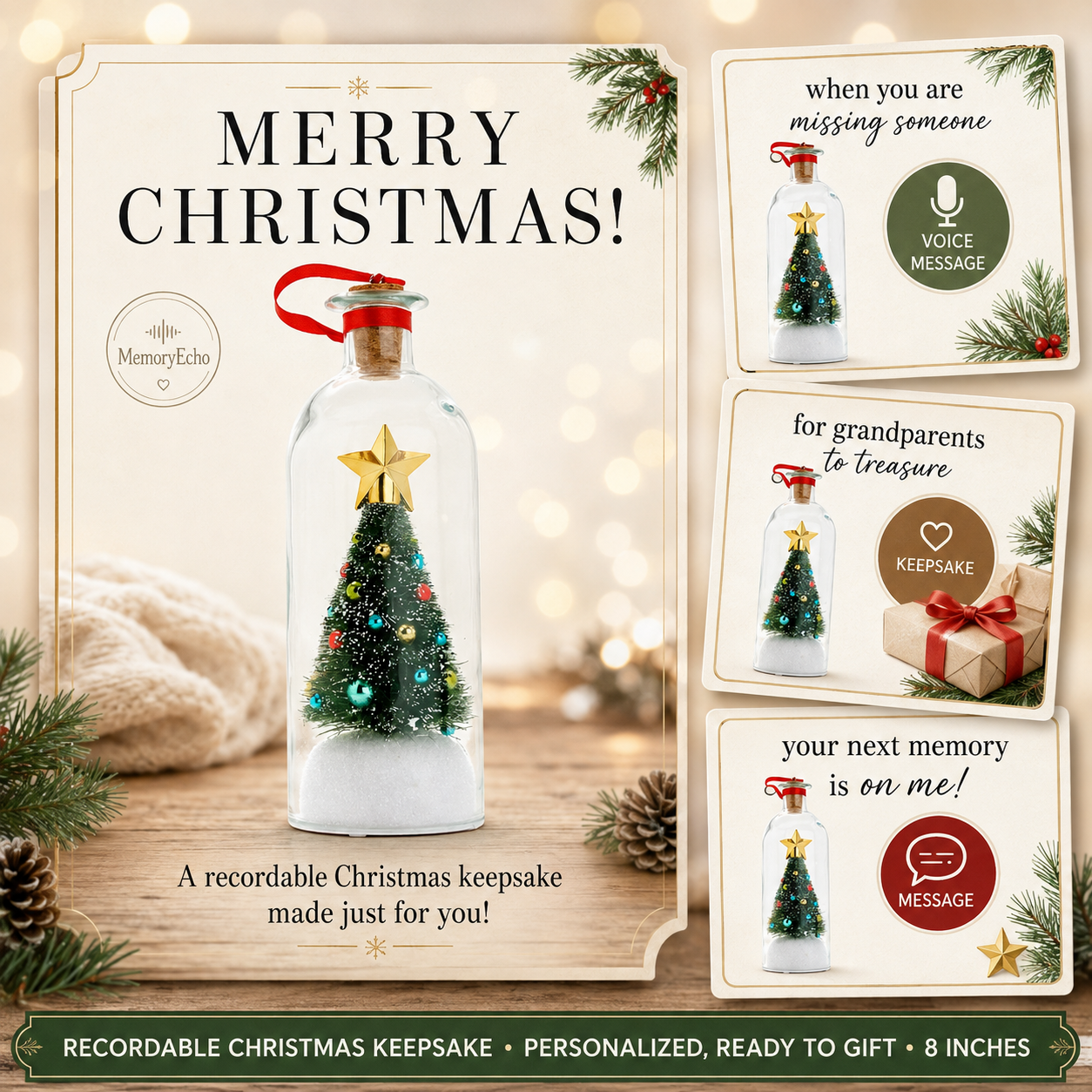 MemoryEcho™ Recordable Christmas Message In A Bottle