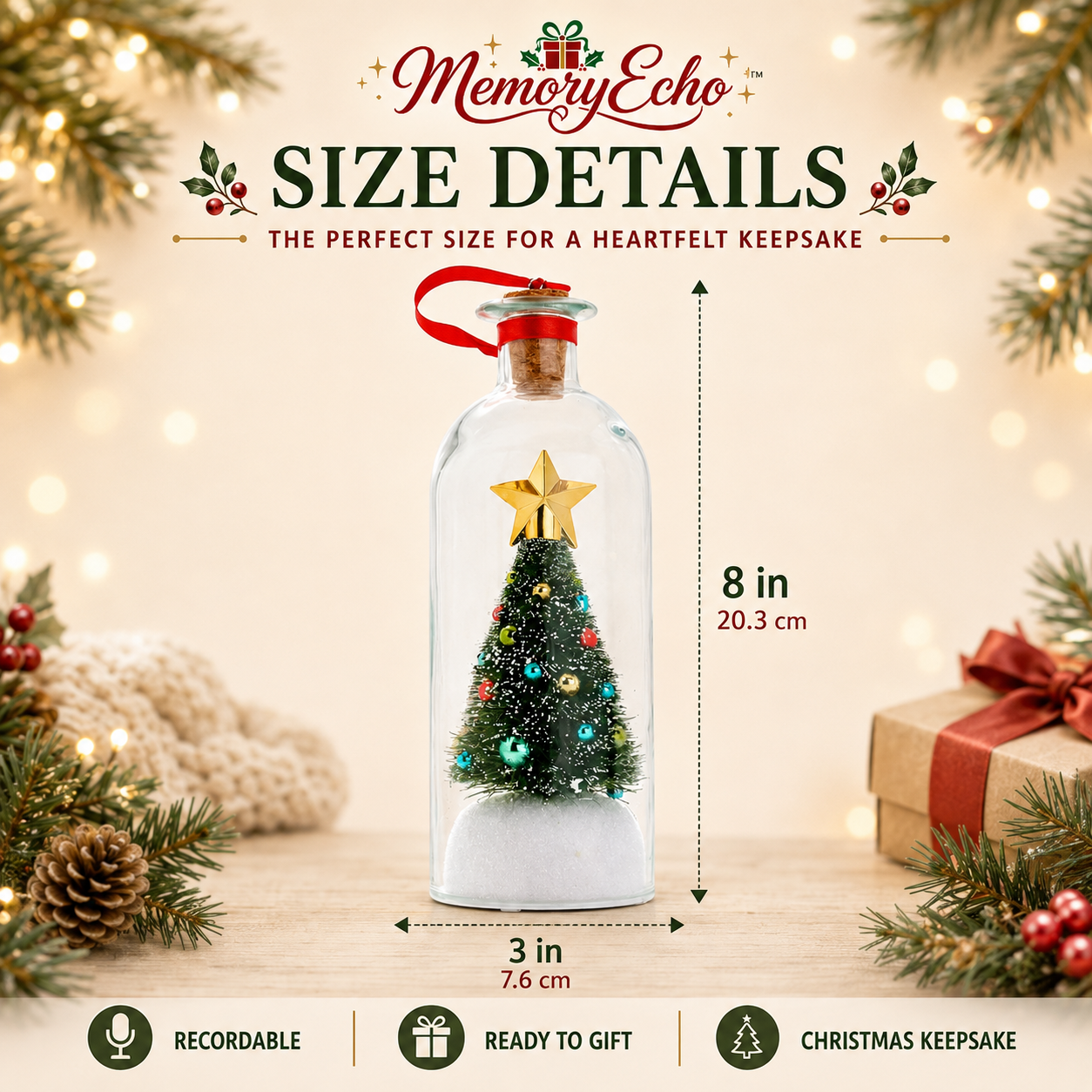 MemoryEcho™ Recordable Christmas Message In A Bottle